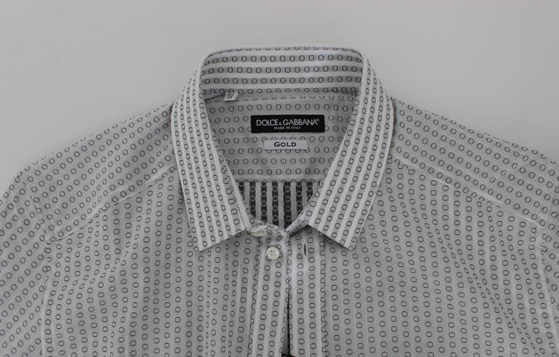 White Circle Pattern Slim Fit Dress Shirt