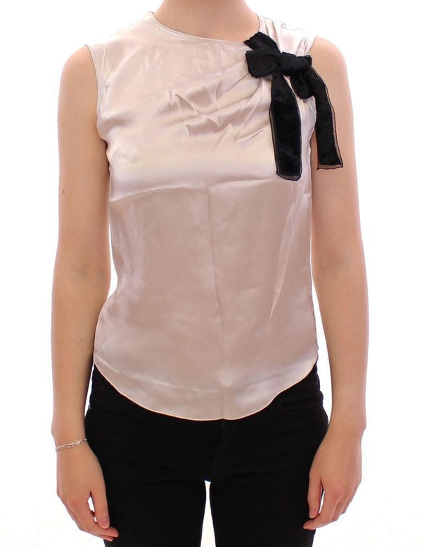 Silver Sleeveless Silk Blouse