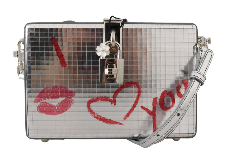 Silver I Love You Kiss Leather Clutch Purse