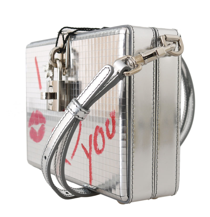 Silver I Love You Kiss Leather Clutch Purse