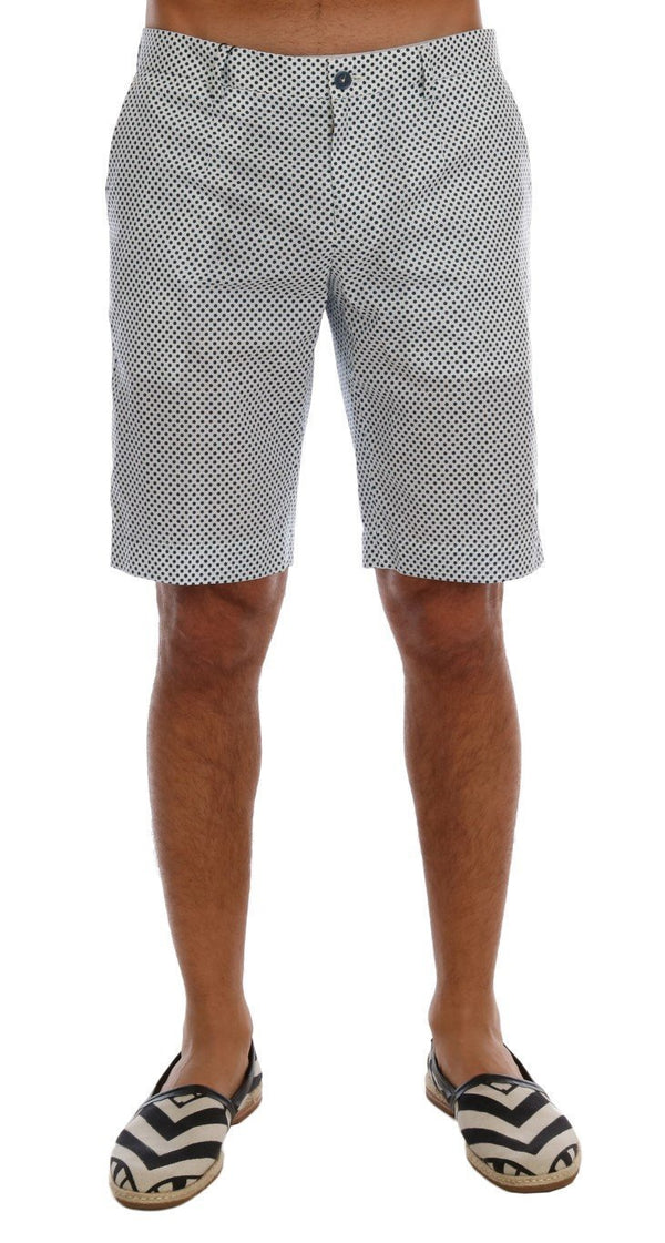 White Blue Polka Dot Cotton Crown Shorts