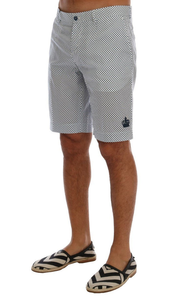 White Blue Polka Dot Cotton Crown Shorts