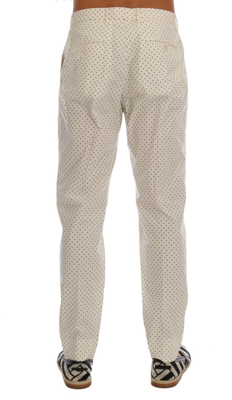 White Cotton Polka Dot Dress Pants