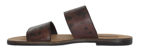 Brown Leather Pattern Sandals Shoes