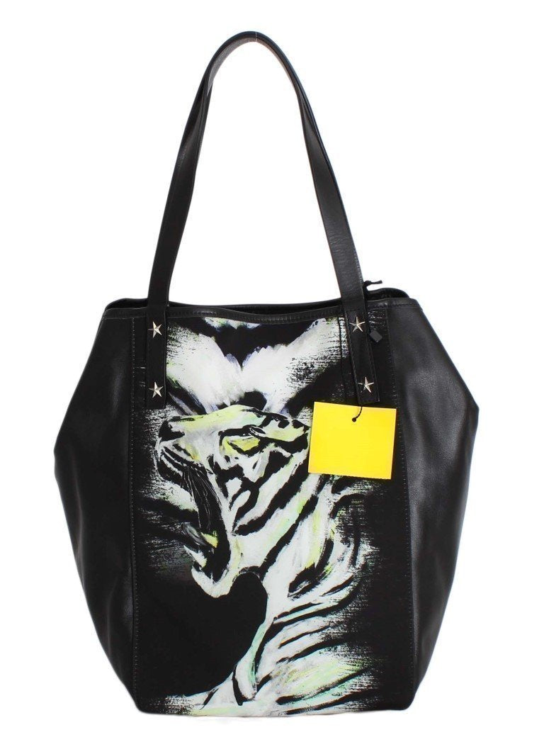 Black Tiger Print Hand Shoulder Shopping Tote Bag
