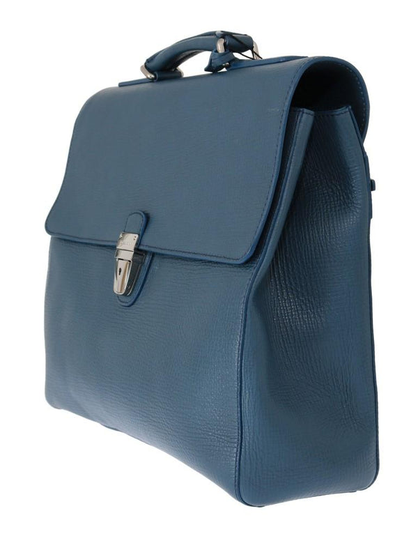 Blue Leather Portfolio Laptop Bag