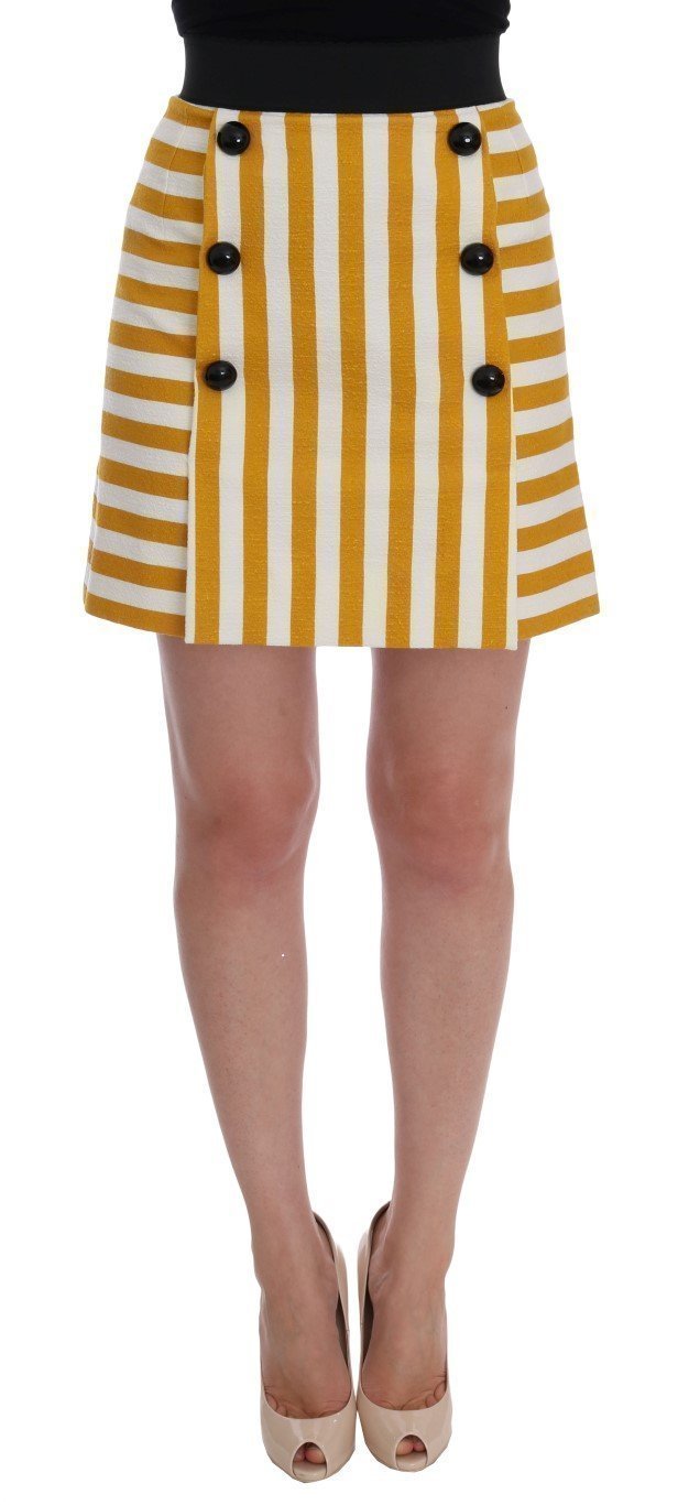 Yellow White Striped Cotton Skirt