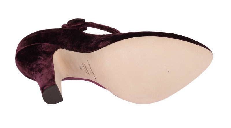 Purple Velvet Mary Janes Leather Shoes