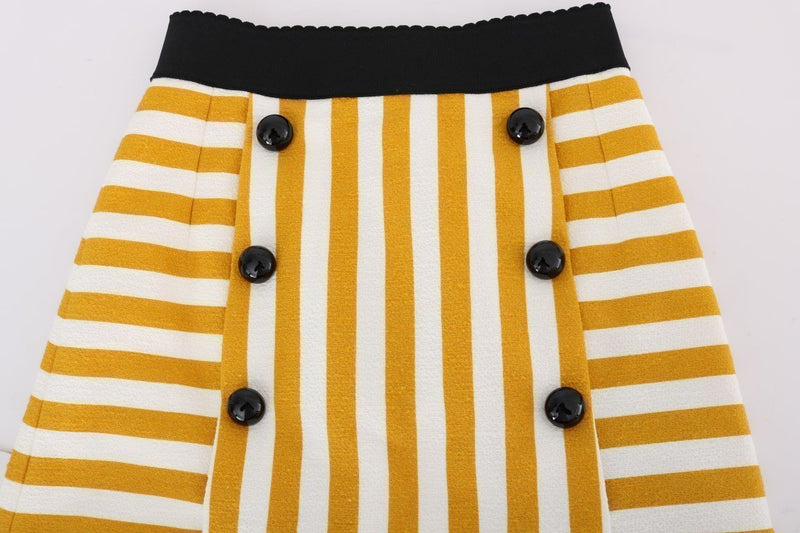 Yellow White Striped Cotton Skirt