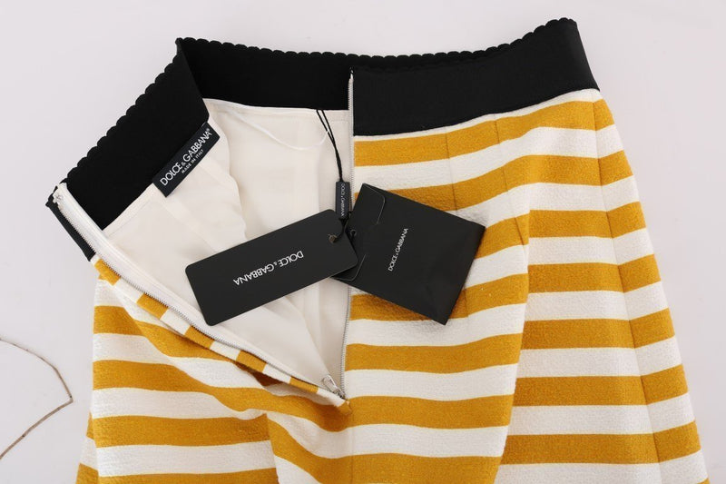 Yellow White Striped Cotton Skirt