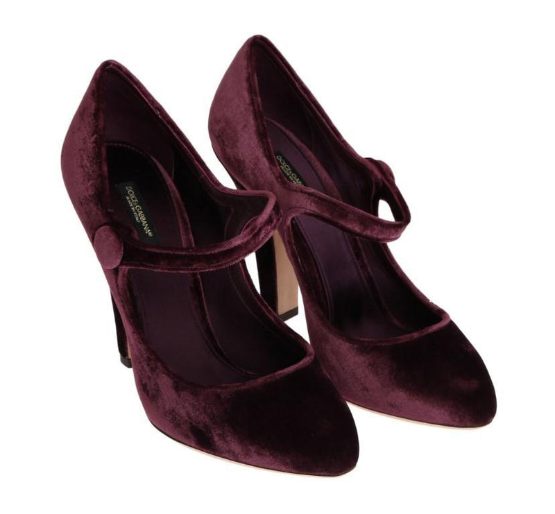 Purple Velvet Mary Janes Leather Shoes