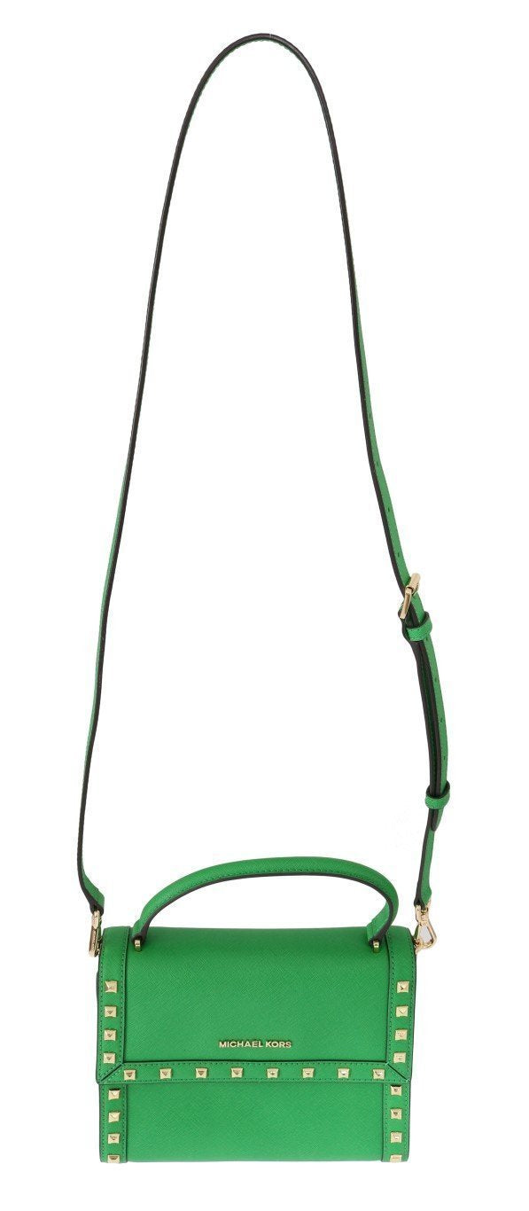 Green DILLON Studded Leather Messenger Bag