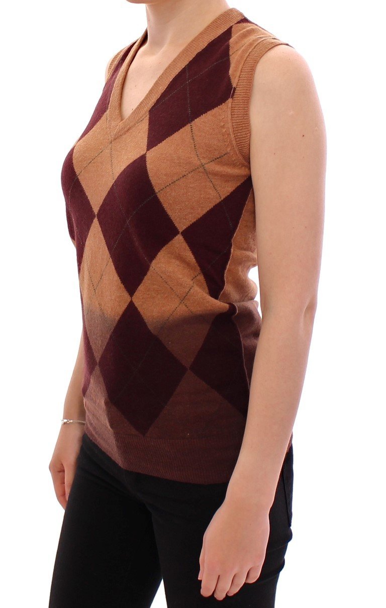 Brown Wool Blend Sleeveless Vest Sweater
