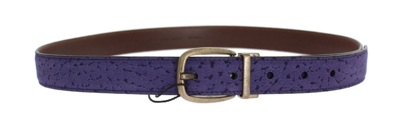 Purple Leather Gold Buckle Belt