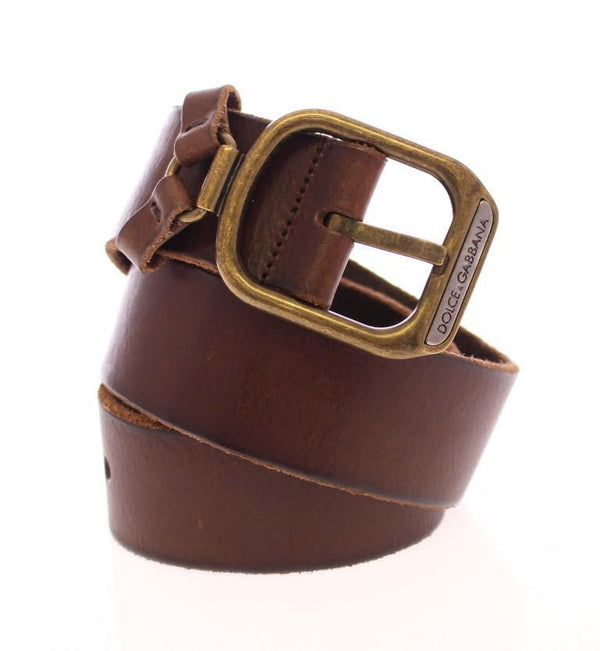 Brown Leather Logo Belt