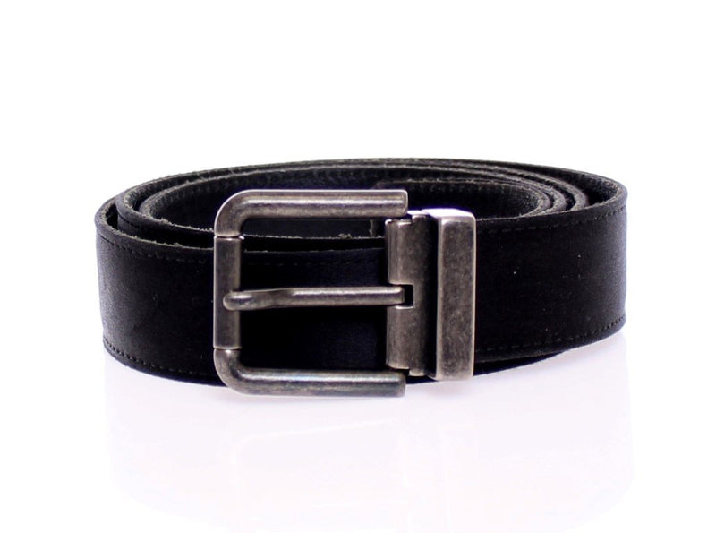 Black Heritage Leather Silk Logo Belt