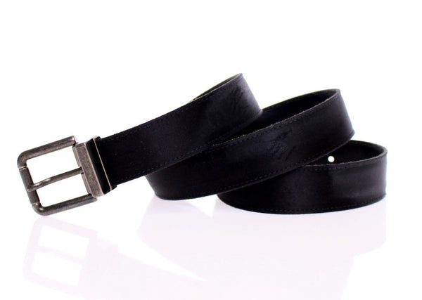 Black Heritage Leather Silk Logo Belt