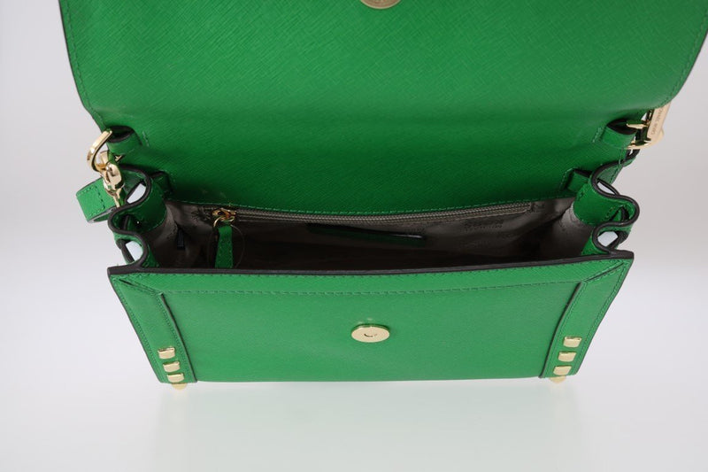Green DILLON Studded Leather Messenger Bag