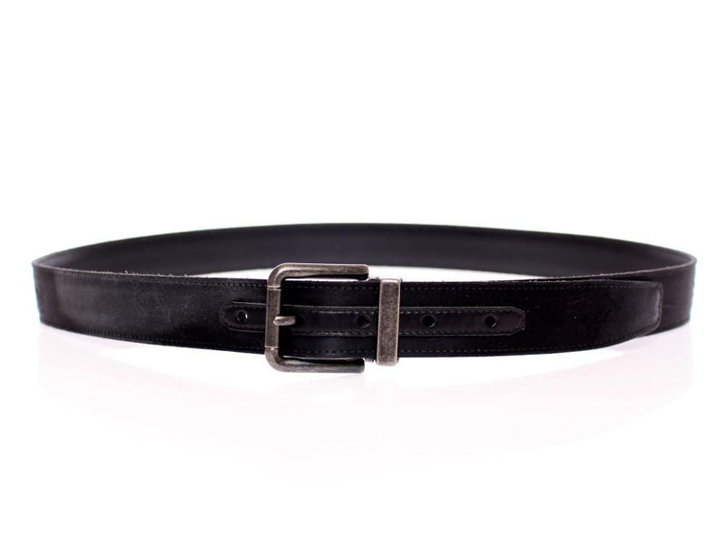 Black Heritage Leather Silk Logo Belt