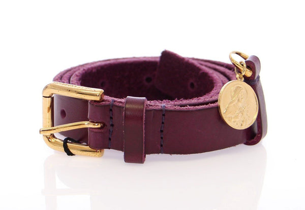 Purple Leather Gold Logo Belt