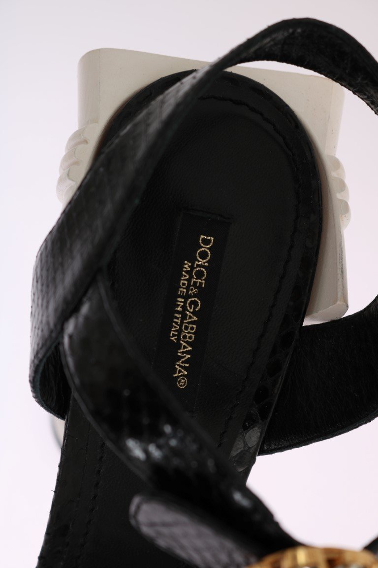 Black Snakeskin Platform Sandals