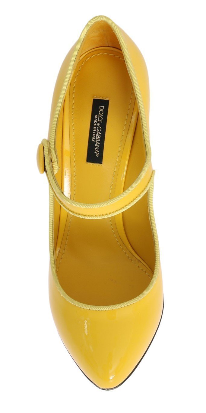 Yellow Heels Mary Janes Leather Pumps