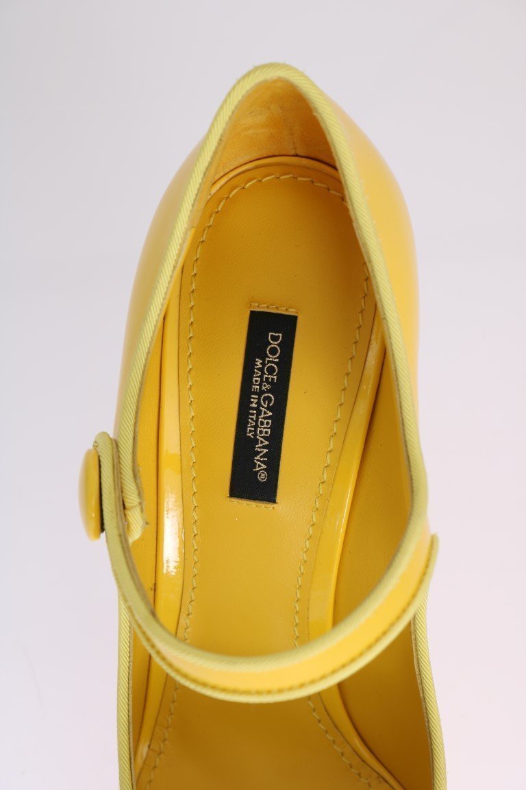 Yellow Heels Mary Janes Leather Pumps