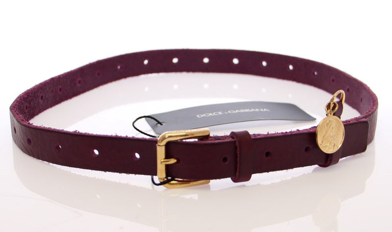 Purple Leather Gold Logo Belt
