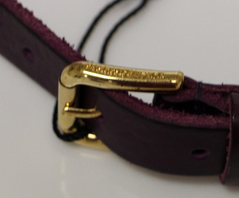 Purple Leather Gold Logo Belt
