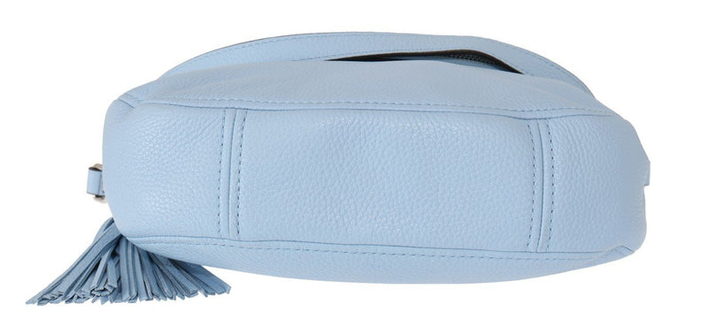 Blue BEDFORD Pebbled Leather Shoulder Bag