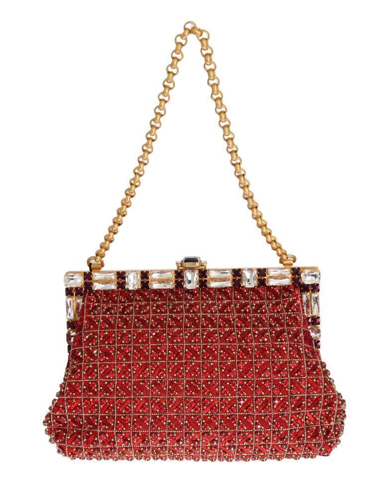 Red VANDA Crystal Sequined Gold Handbag Chain Handbag Evening Bag