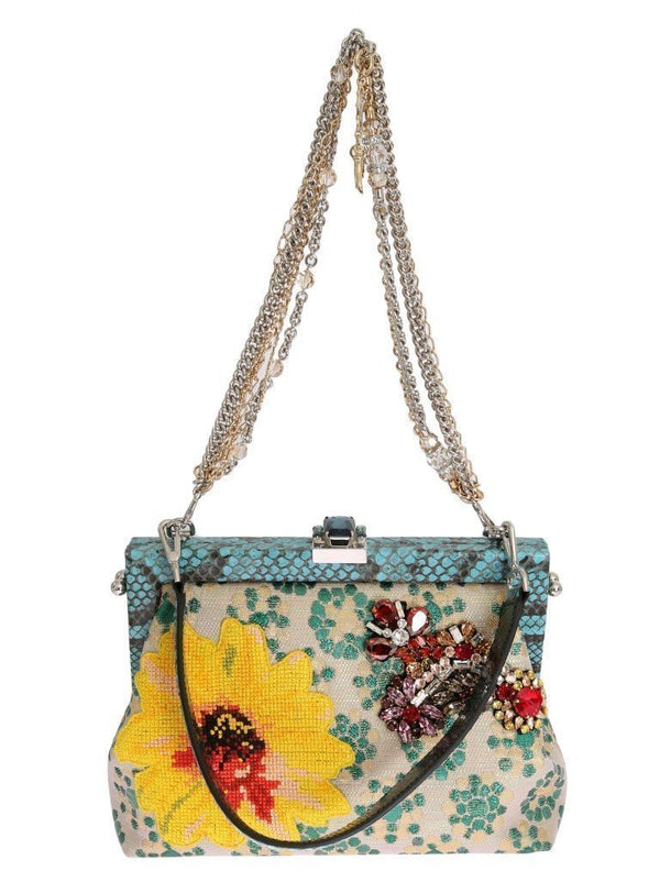 Multicolor VANDA Floral Crystal Blue Snakeskin Bag Designer Handbag for Women