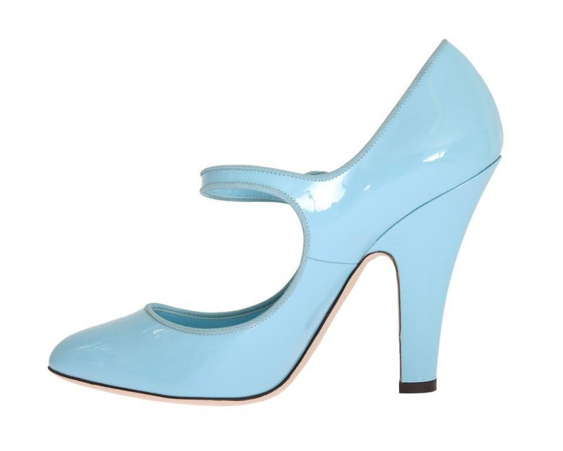 Blue Heels Mary Janes Leather Pumps