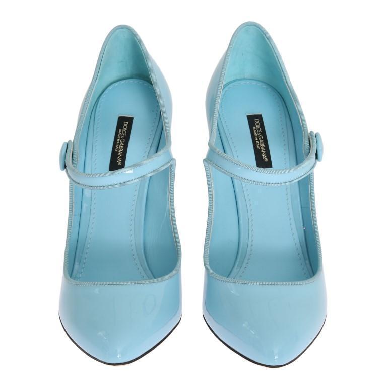 Blue Heels Mary Janes Leather Pumps