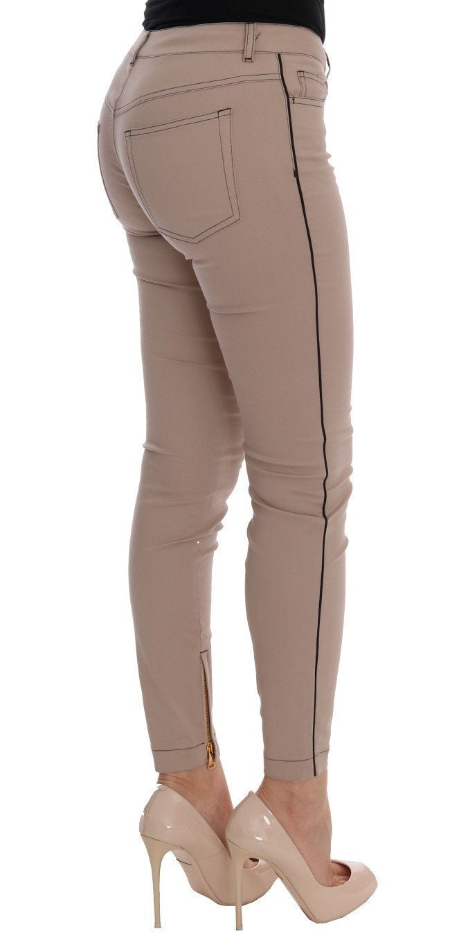 Beige Cotton Stretch Tight Jeans