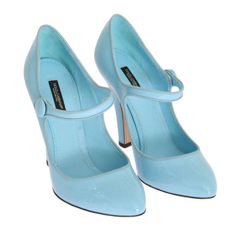 Blue Heels Mary Janes Leather Pumps