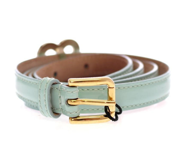 Blue Leather Logo Charm Belt