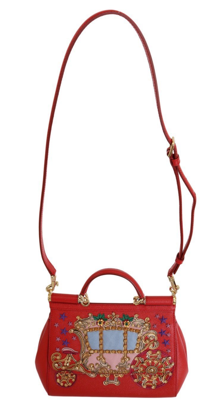 Red Leather Carretto Crystal SICILY Bag