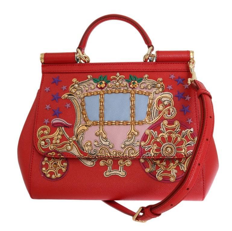 Red Leather Carretto Crystal SICILY Bag