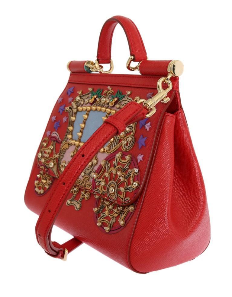 Red Leather Carretto Crystal SICILY Bag