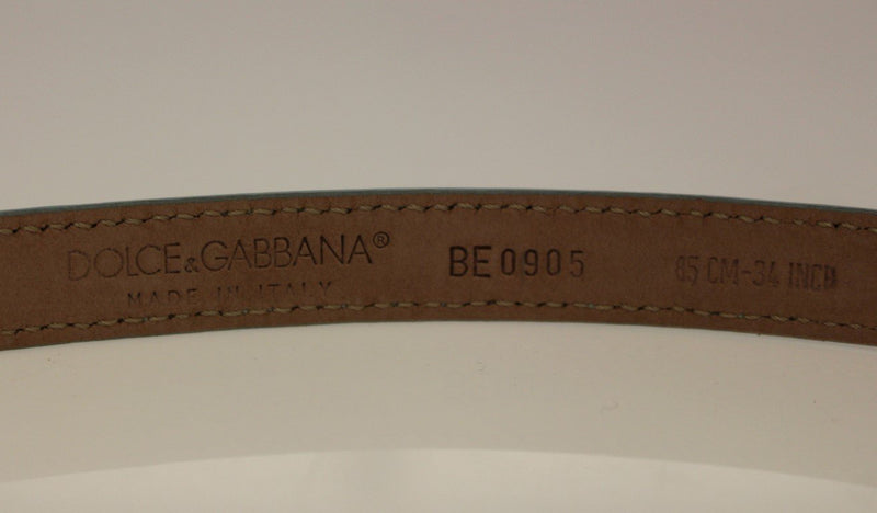 Blue Leather Logo Charm Belt