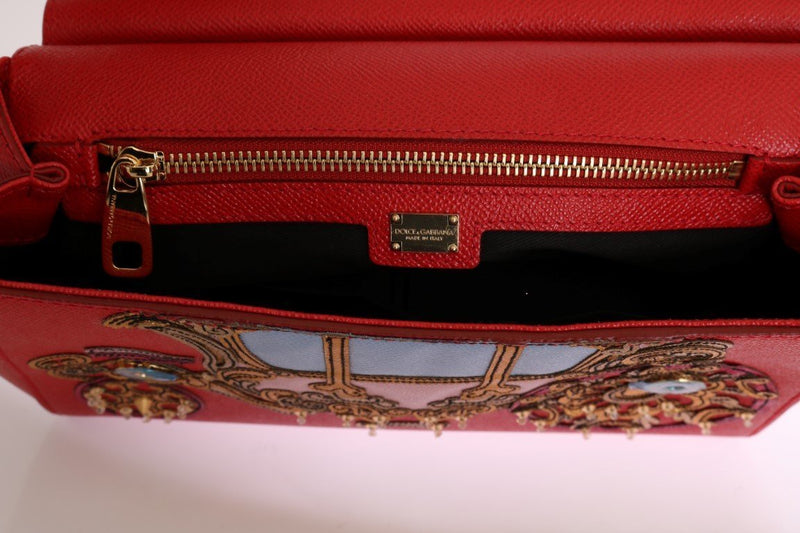 Red Leather Carretto Crystal SICILY Bag