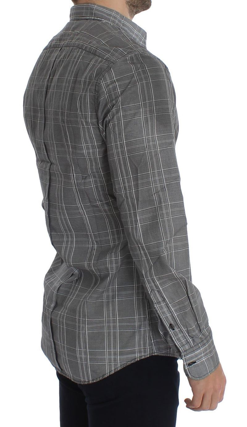 Gray Checkered GOLD Slim Fit Casual Shirt