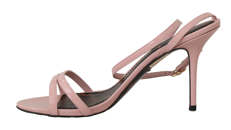 Pink Leather Stiletto Heels Sandals