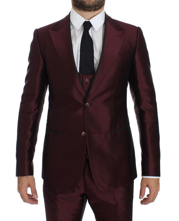 Bordeaux Silk Wool 4 Piece Slim Fit Suit