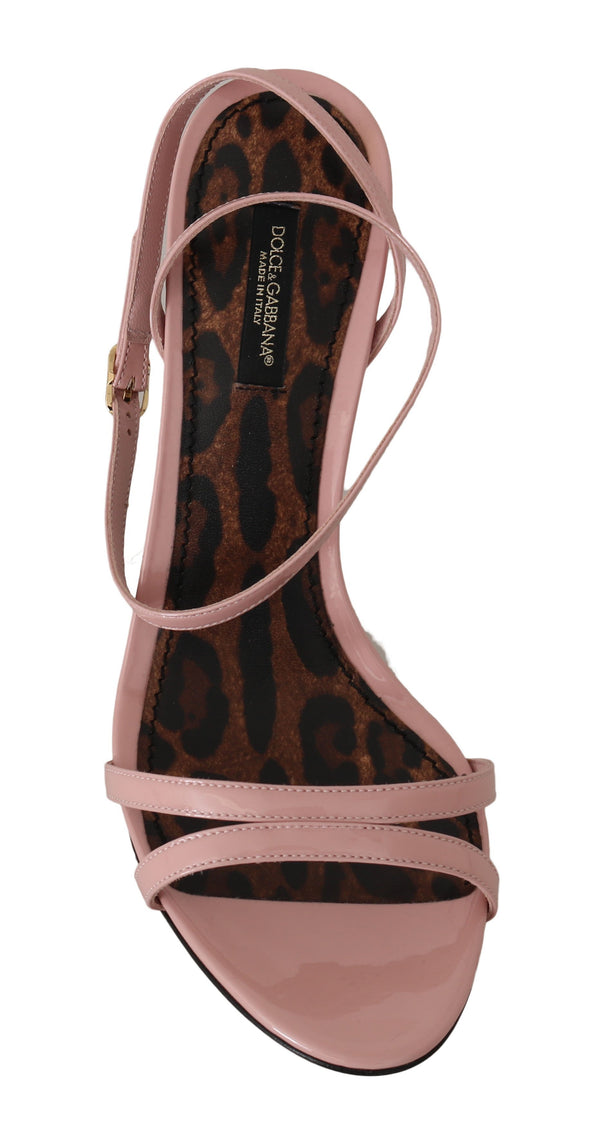 Pink Leather Stiletto Heels Sandals