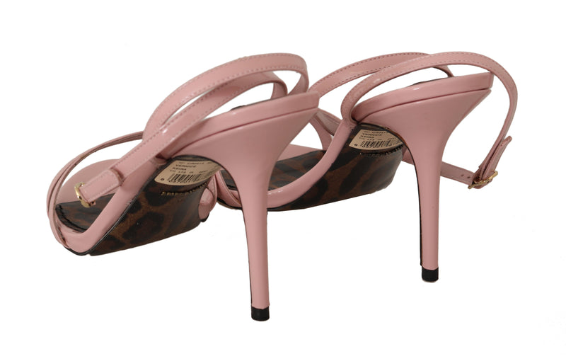 Pink Leather Stiletto Heels Sandals