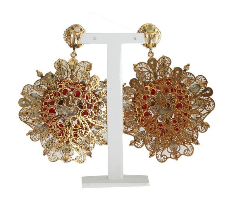 Red Heart Gold Brass ClipOn Earring