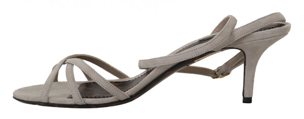 Gray Suede Leather Heels Sandals