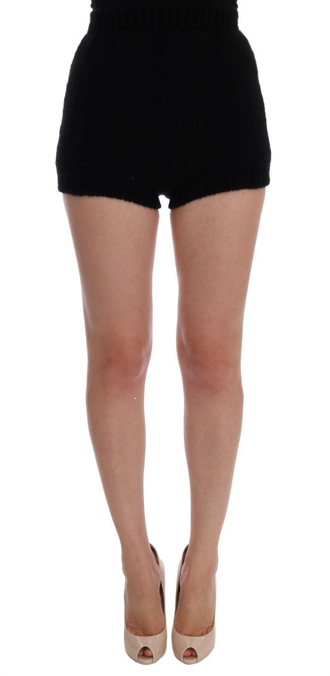 Black Alpaca Wool Mini Hot Pants